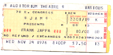 Chicago '76 ticket' stub